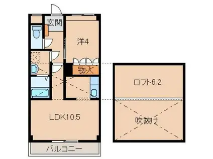 アシューレ(1LDK/2階)の間取り写真