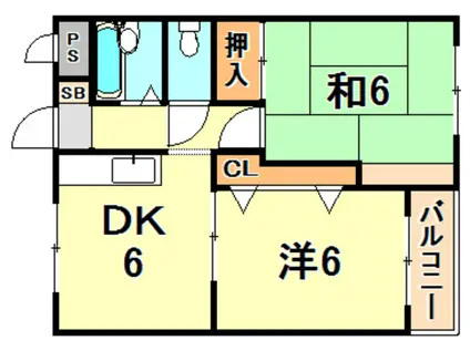 セオ・コート高丸(2DK/4階)の間取り写真