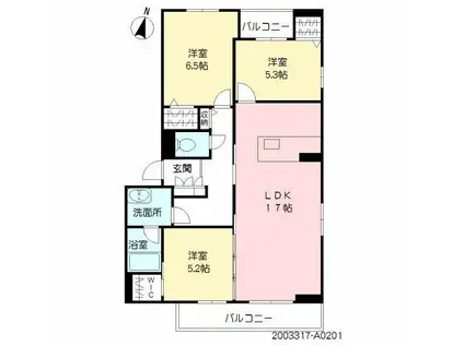 MSスクエア南春日(3LDK/2階)の間取り写真