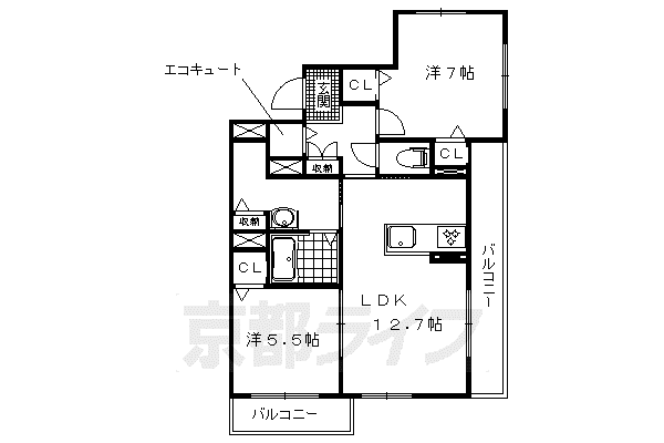 シルクメゾン弾正町(2LDK/2階)の間取り写真