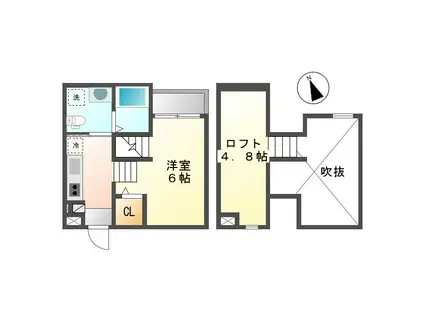 KIINO(ワンルーム/2階)の間取り写真