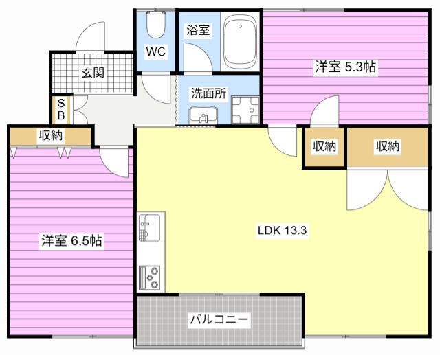 本郷パークI(2LDK/3階)の間取り写真