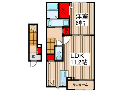 プラウドシティ南大塚F(1LDK/2階)の間取り写真
