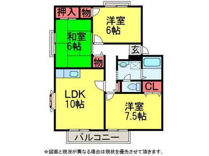 サンビレッジ成田グリーンヒルズ(3LDK/2階)の間取り写真