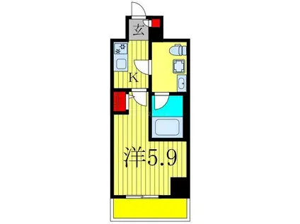 ヴァローレ松戸フィーロ(1K/7階)の間取り写真