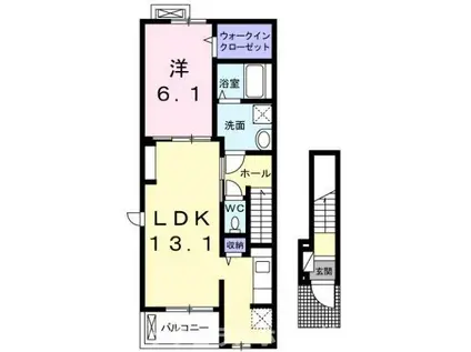 プリートビラ(1LDK/2階)の間取り写真