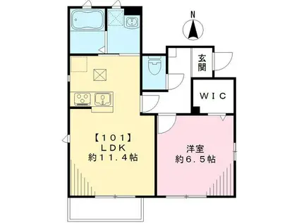 ジャルディーノB(1LDK/1階)の間取り写真