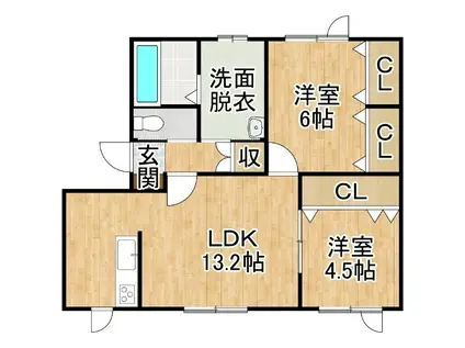 RUKUSU(2LDK/2階)の間取り写真