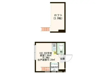 ハーモニーテラス池袋(ワンルーム/2階)の間取り写真