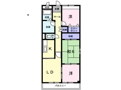 エスポワールII(3DK/4階)の間取り写真