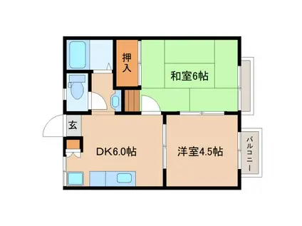 エステートピアオクムラ(2DK/2階)の間取り写真