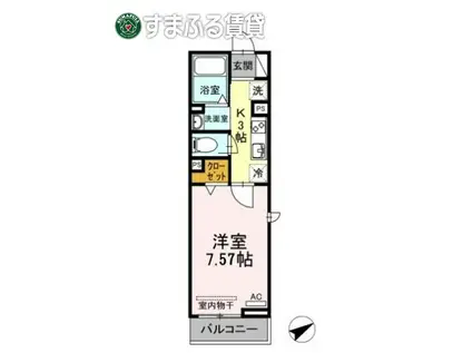 ウッドイン舳越(1K/2階)の間取り写真