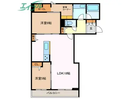 コンフォルタ(2LDK/2階)の間取り写真