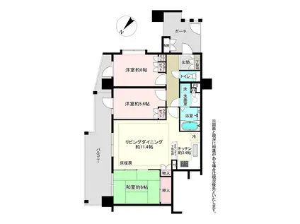 スプランドゥール新狭山(3LDK/11階)の間取り写真