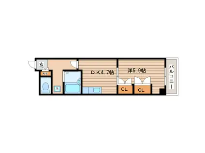 ライフピアIII(1DK/3階)の間取り写真