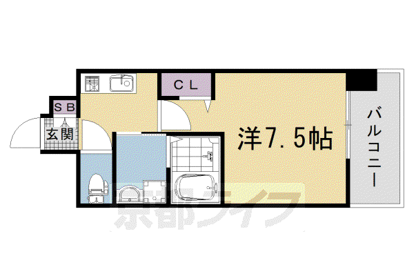 ベラジオ雅び京都西院II(1K/2階)の間取り写真