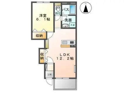 ユイット(1LDK/1階)の間取り写真