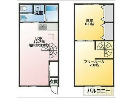 地下鉄名港線 日比野駅(名古屋市営) 徒歩15分 2階建 築20年(2LDK/1階)の間取り写真