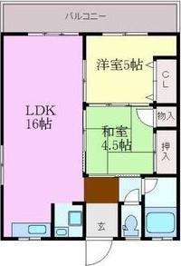 峰ビル(2LDK/1階)の間取り写真