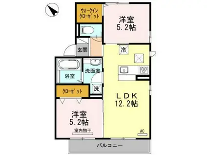 パーシモンズA棟(2LDK/1階)の間取り写真