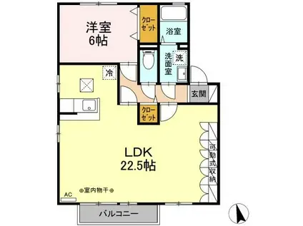 フラワーレジデンスJUN E(1LDK/1階)の間取り写真