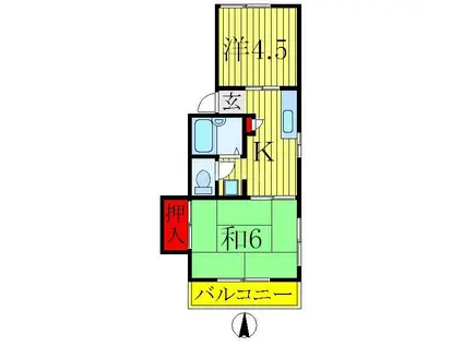 メゾン クレール(2K/1階)の間取り写真