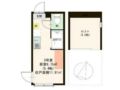 ハーモニーテラス中十条IV(ワンルーム/2階)の間取り写真