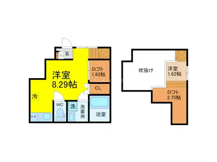 ラフェスタ志賀本通(1LDK/1階)の間取り写真