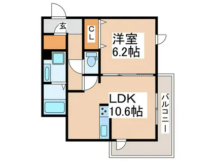 メゾンクレール(1LDK/2階)の間取り写真