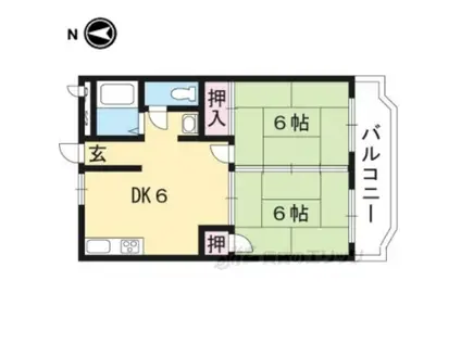 グランドール伏見(2DK/1階)の間取り写真