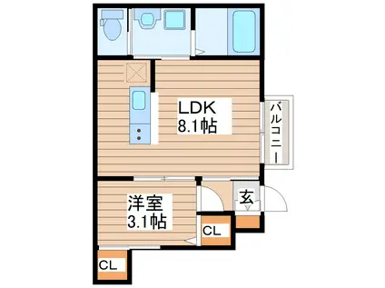 マノアーレ名取駅西 B(1LDK/1階)の間取り写真