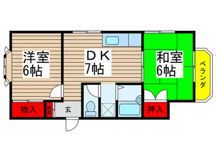 スト-クハイツ薮崎(2DK/2階)の間取り写真