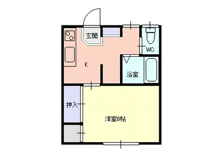 ミキハイツ(1K/2階)の間取り写真