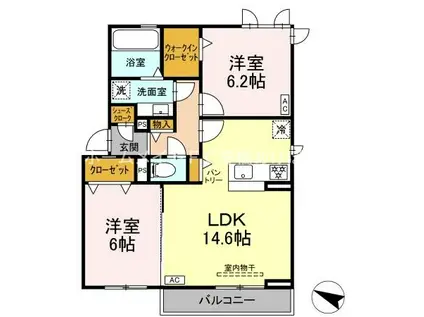 D-SQUARE三ノ輪(2LDK/2階)の間取り写真