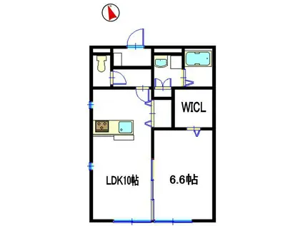プランドール宇佐崎II(1LDK/1階)の間取り写真