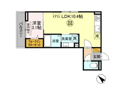 ウィン ヴェール21(1LDK/2階)の間取り写真
