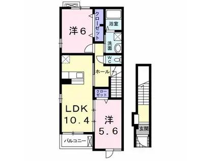サニーフラワーヒルズIII(2LDK/2階)の間取り写真