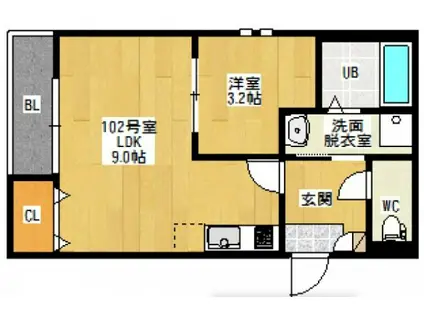 GRANDTIC COCON FUNAIRI(1LDK/1階)の間取り写真