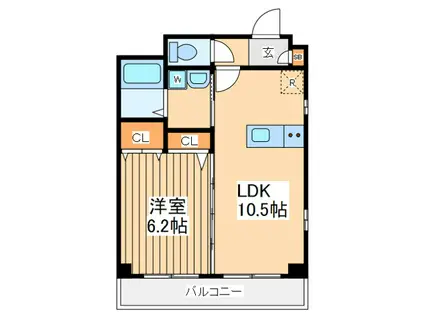 ヒルズワイケー(1LDK/5階)の間取り写真