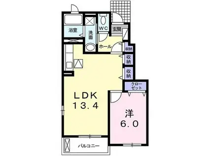 アロッジオ・ニッコウI(1LDK/1階)の間取り写真