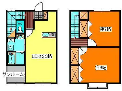 ロイヤル桃(2LDK/1階)の間取り写真