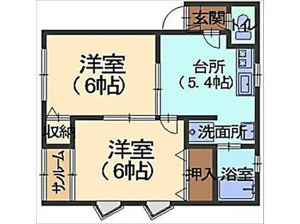 エランドール(2K/2階)の間取り写真