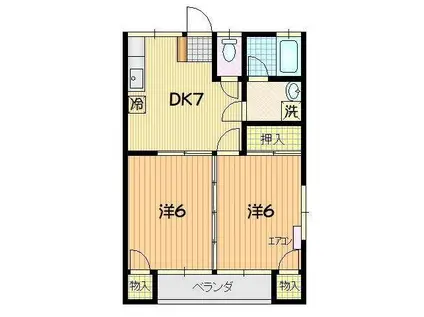 ファミーユK・A棟(2DK/1階)の間取り写真