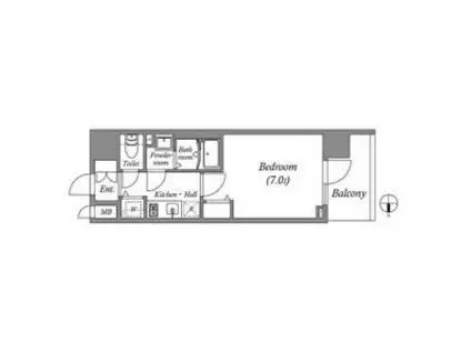 CION OSAKA イースト GATE(1K/2階)の間取り写真