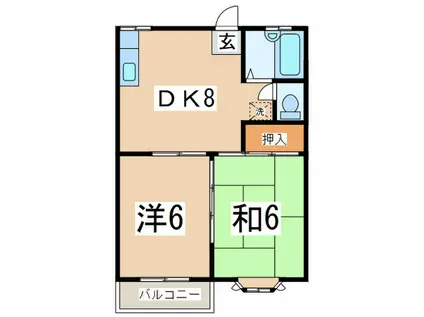 秋谷グリーンヴィラB(2DK/2階)の間取り写真