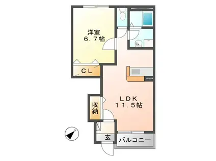 アネシス(1LDK/1階)の間取り写真