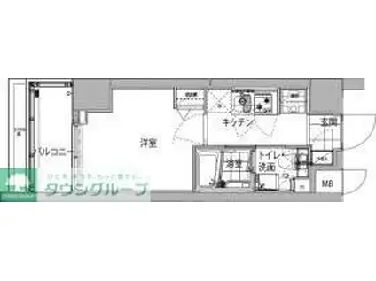 ハーモニーレジデンス品川ウエスト♯002(1K/4階)の間取り写真