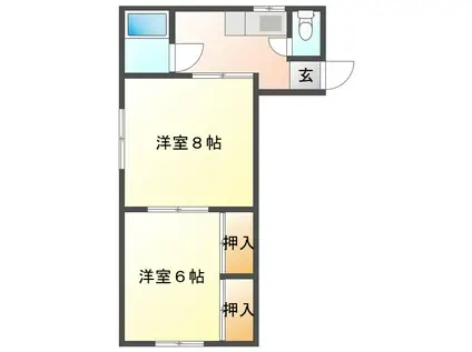 ホワイトパレス(2K/1階)の間取り写真