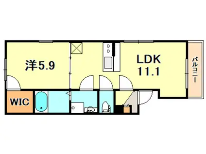 ベイコート東舞子(1LDK/1階)の間取り写真