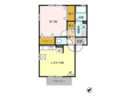 ティー・エス・アール 亜樹(1LDK/1階)の間取り写真